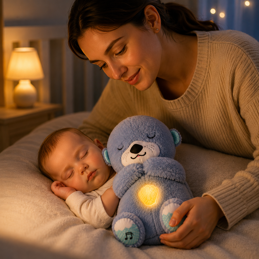Breathing Otter Bear Plush Toy with Light and Music
