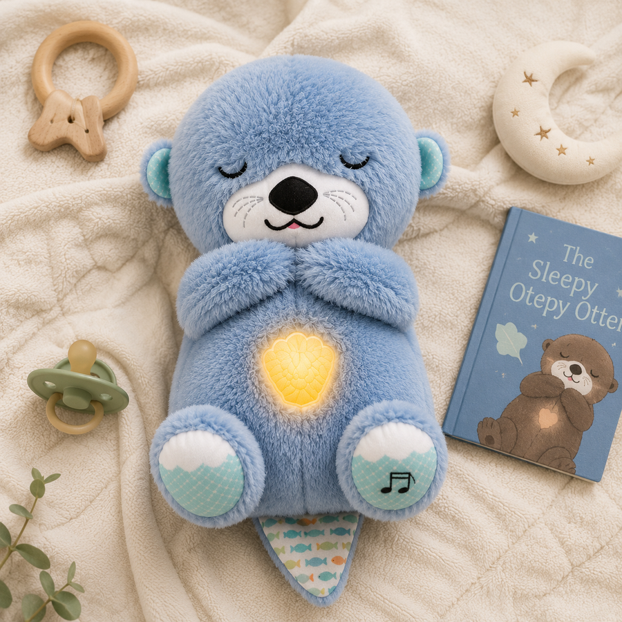 Breathing Otter Bear Plush Toy with Light and Music
