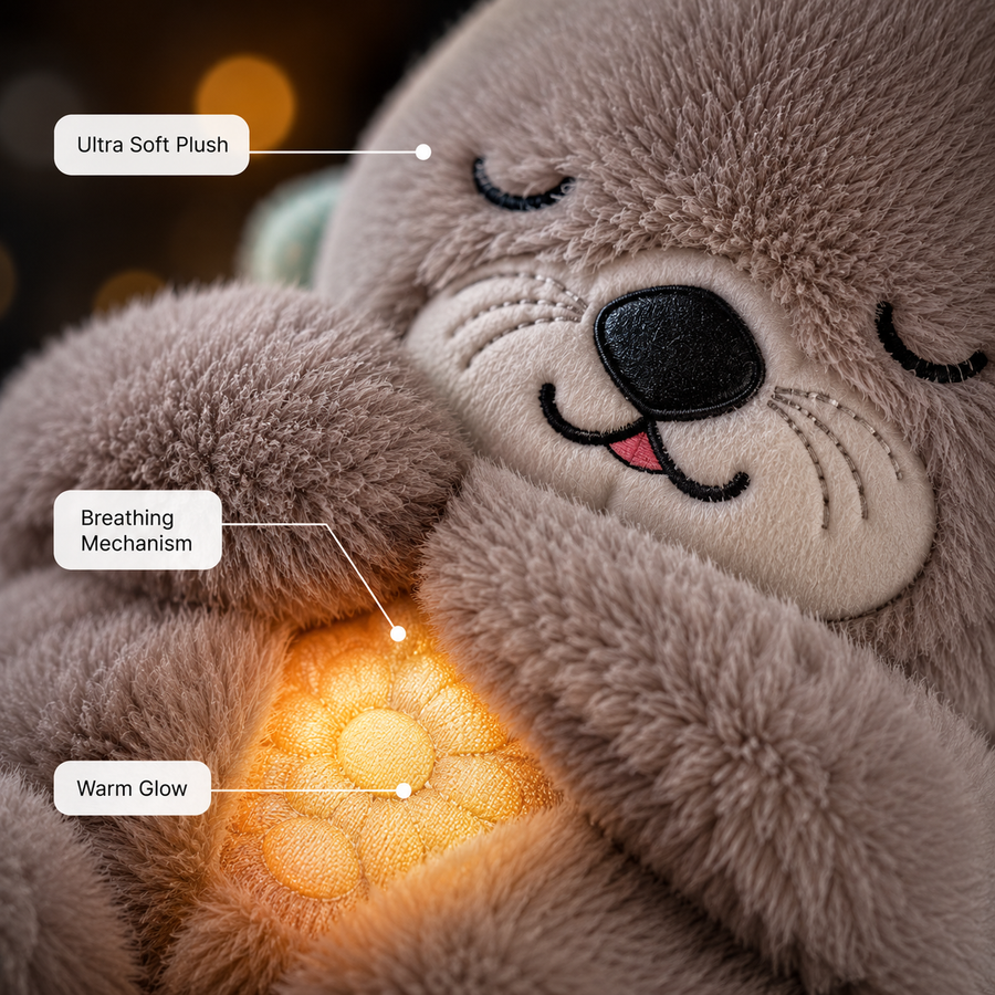 Breathing Otter Bear Plush Toy with Light and Music