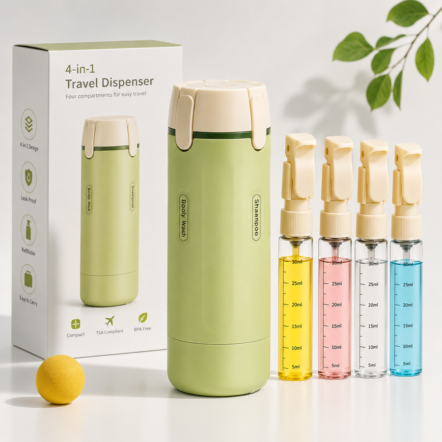 Four-in-One Travel Dispenser Bottle