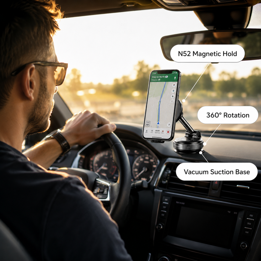 Magnetic Car Phone Holder with 360 Rotation
