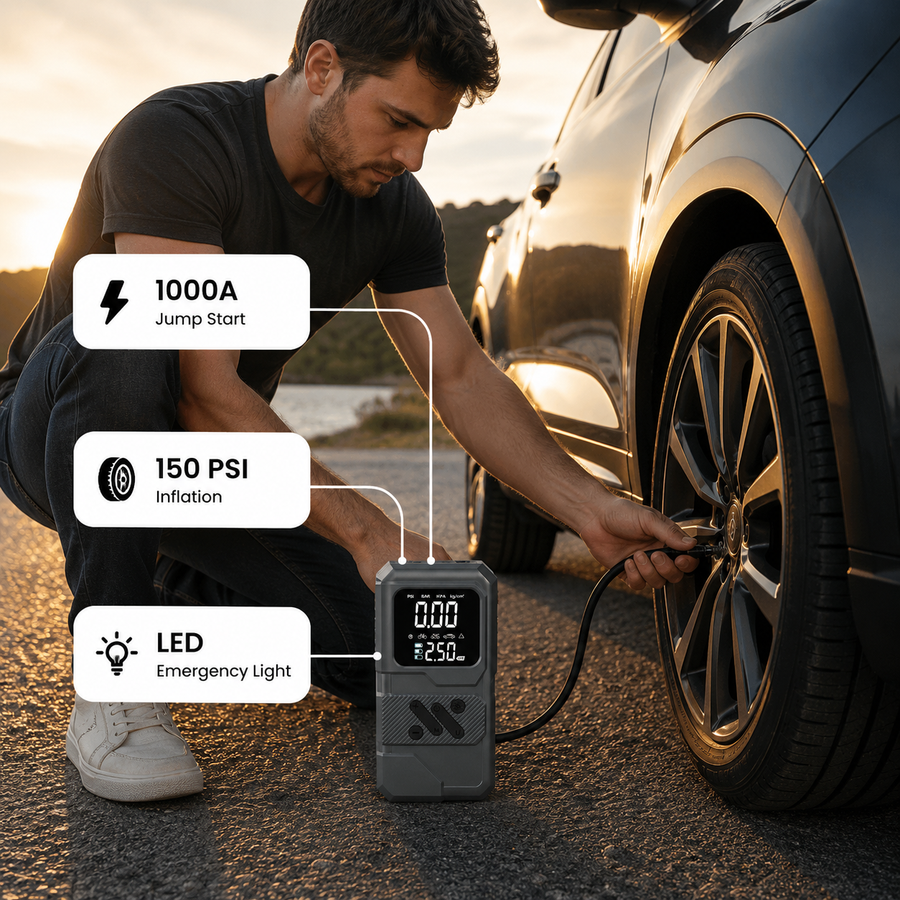 Multifunctional Portable Car Air Pump and Jump Starter