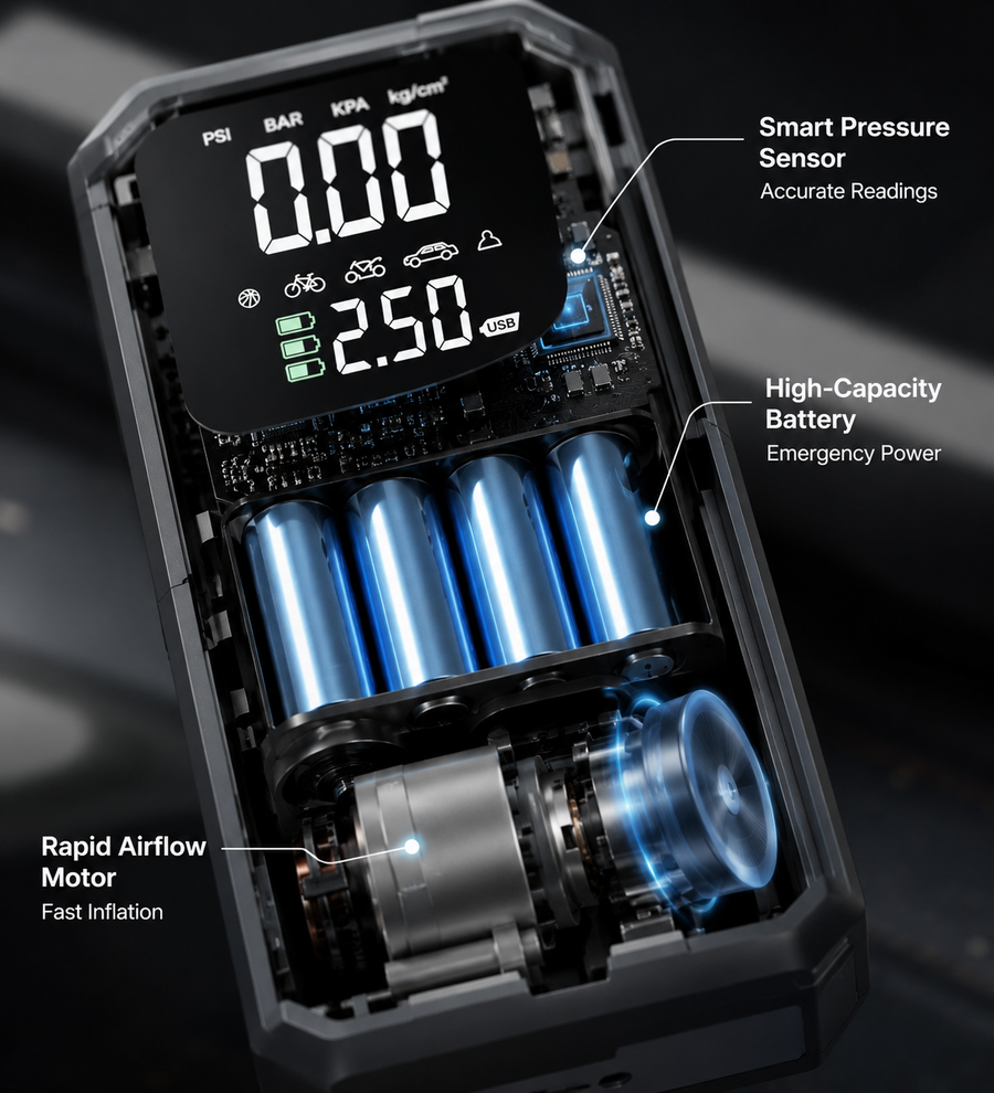 Multifunctional Portable Car Air Pump and Jump Starter