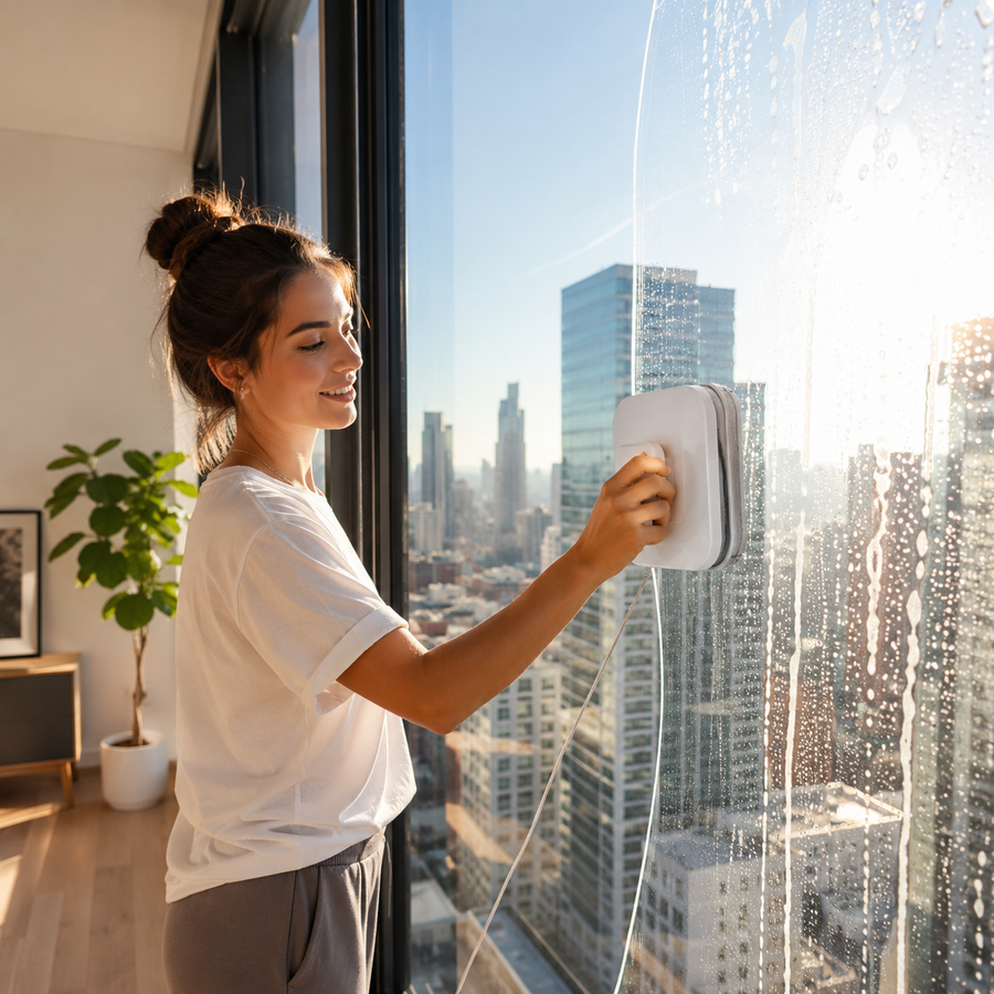 Double-Sided Magnetic Window Cleaner with Scraper